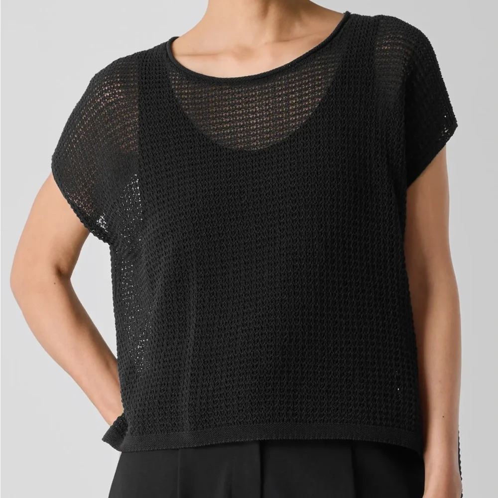 Eileen Fisher Open Stitch Organic Cotton Oversized Semi-Sheer Sweater Size XL - Picture 2 of 13